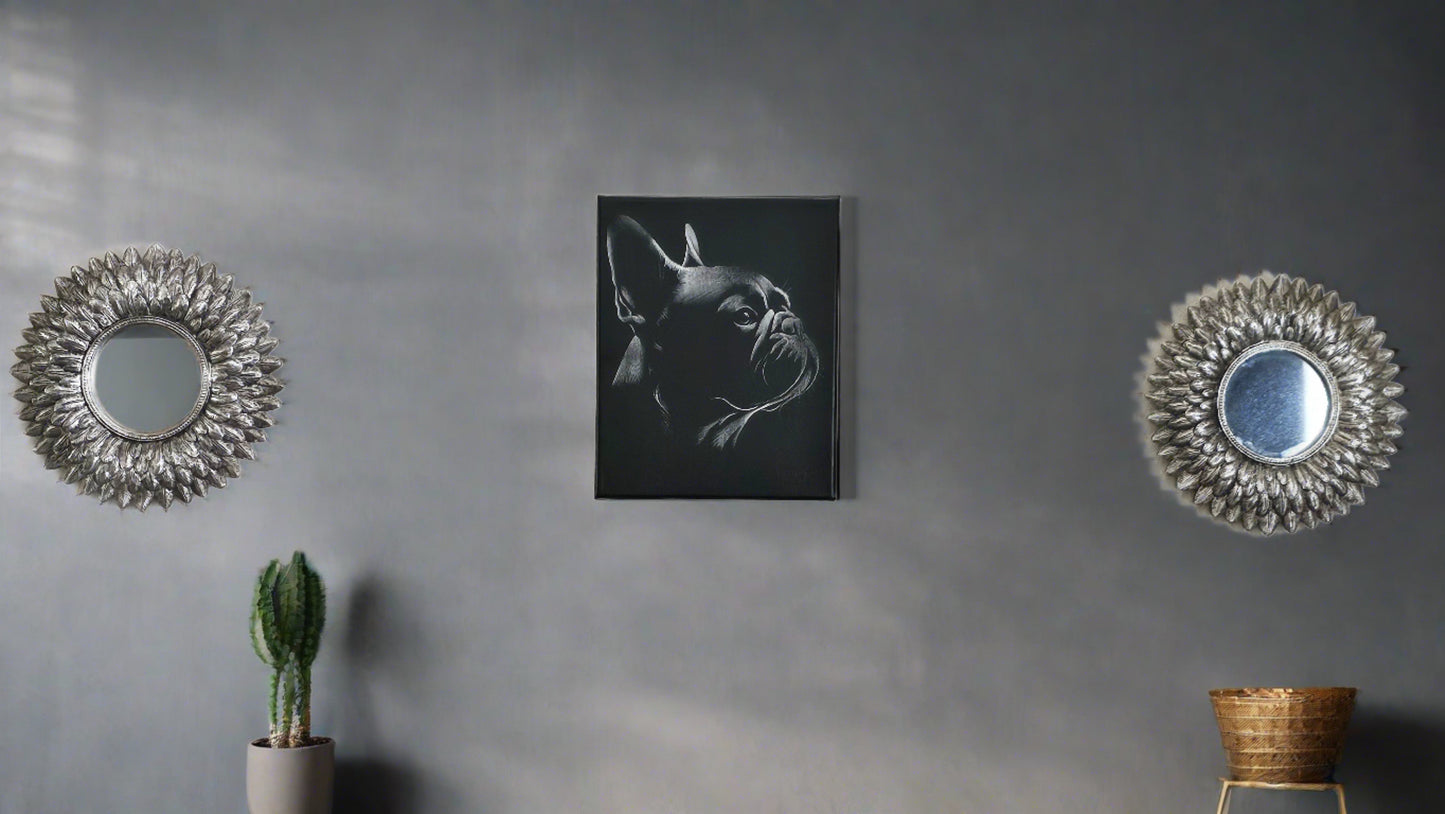 French Bulldog Engraved Wall Painting