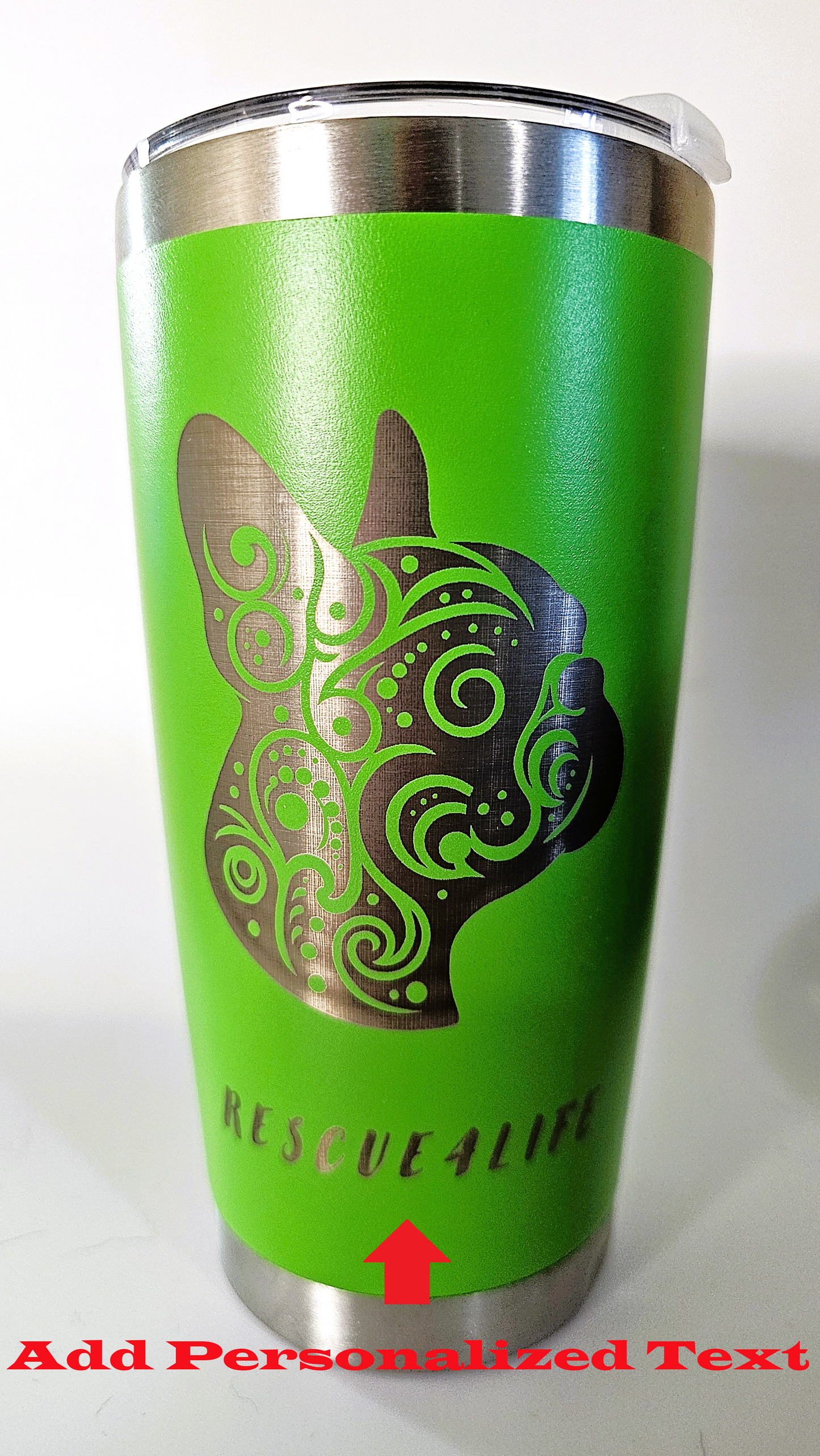 20oz Personalized Engraved French Bulldog Tumbler for your hot and cold drinks.