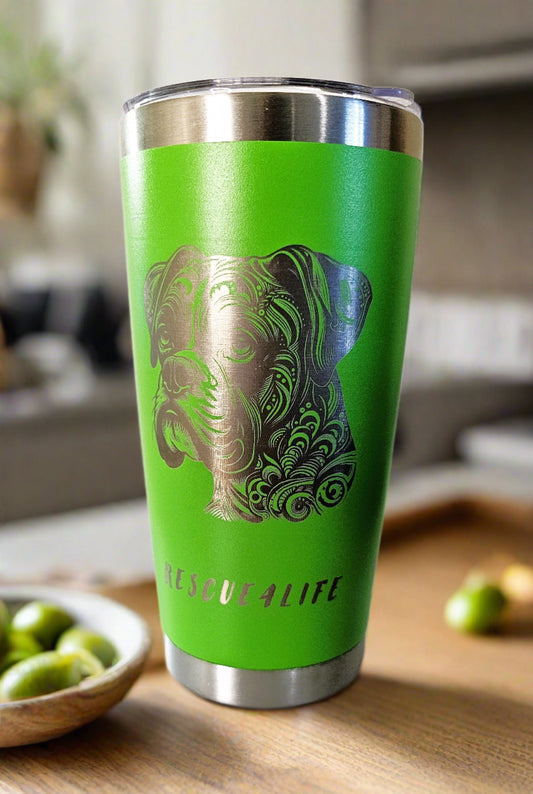 20oz Personalized Engraved Boxer Tumbler for your hot and cold drinks.