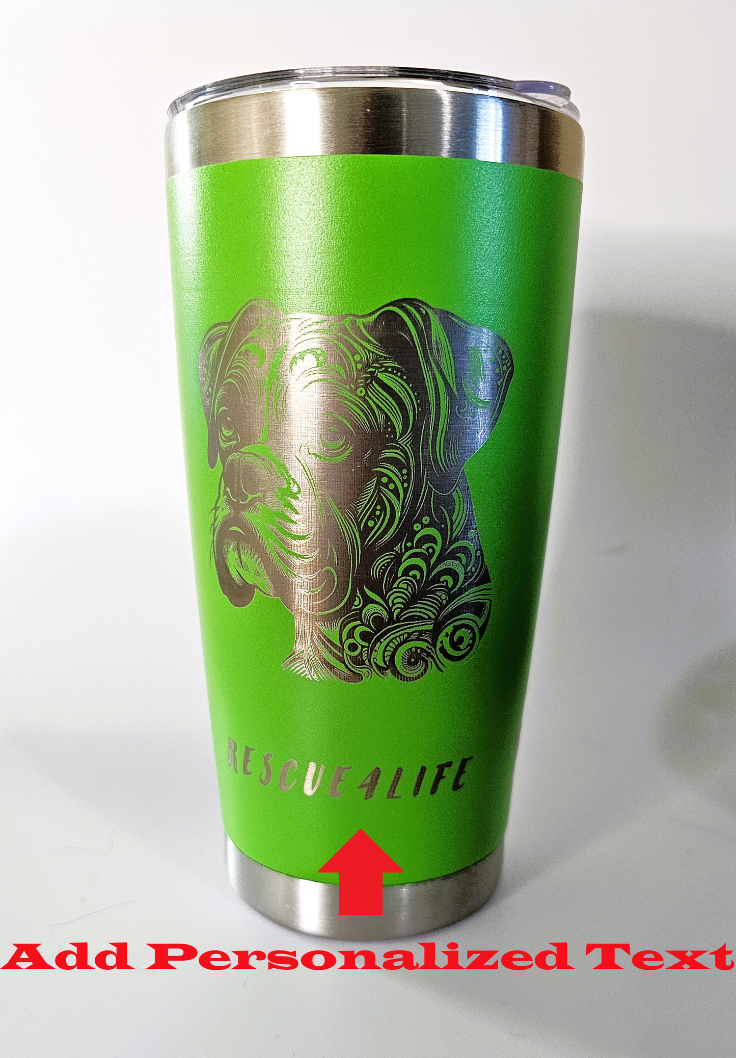 20oz Personalized Engraved Boxer Tumbler for your hot and cold drinks.