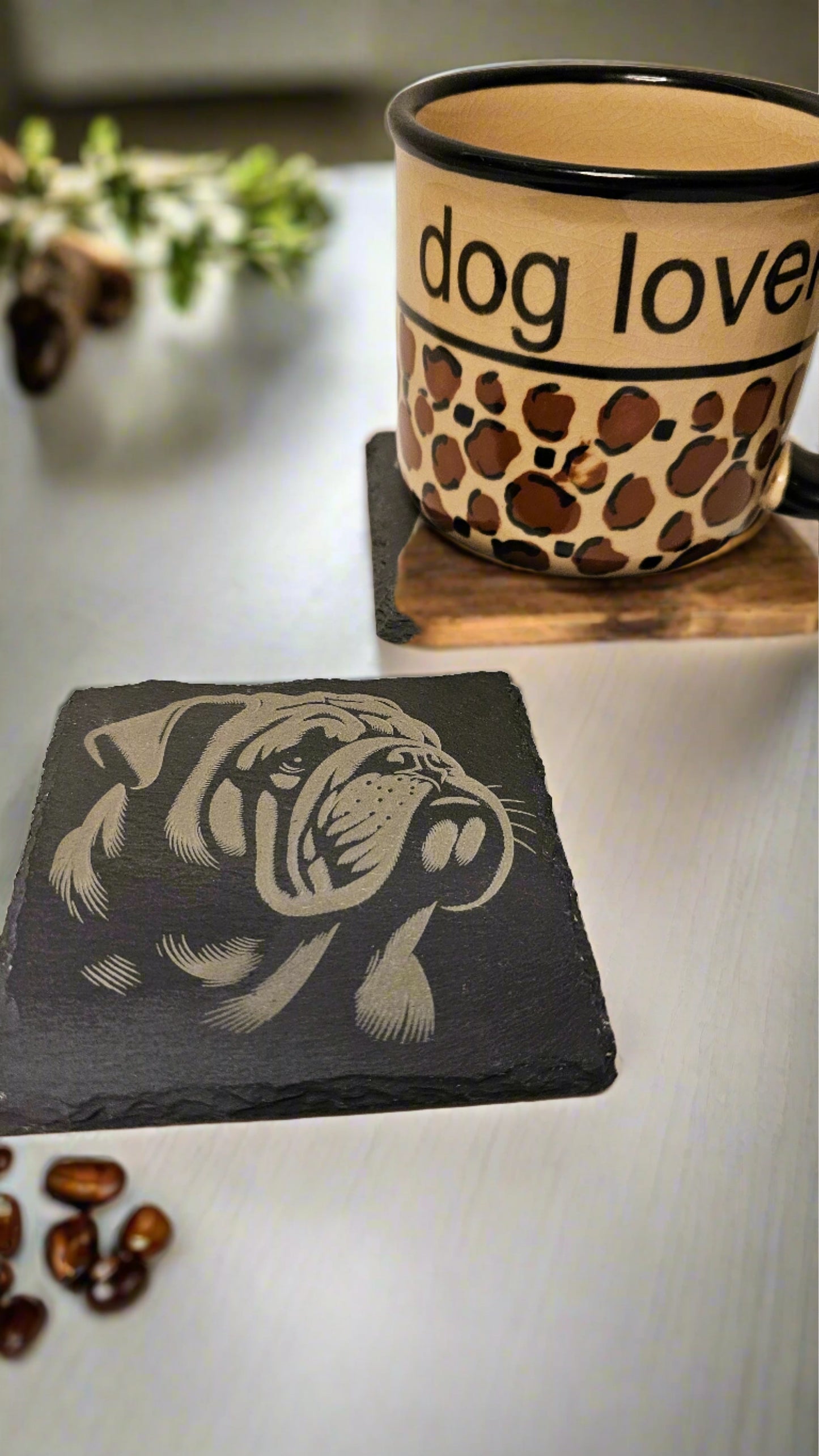 Slate Stone English Bulldog Coasters