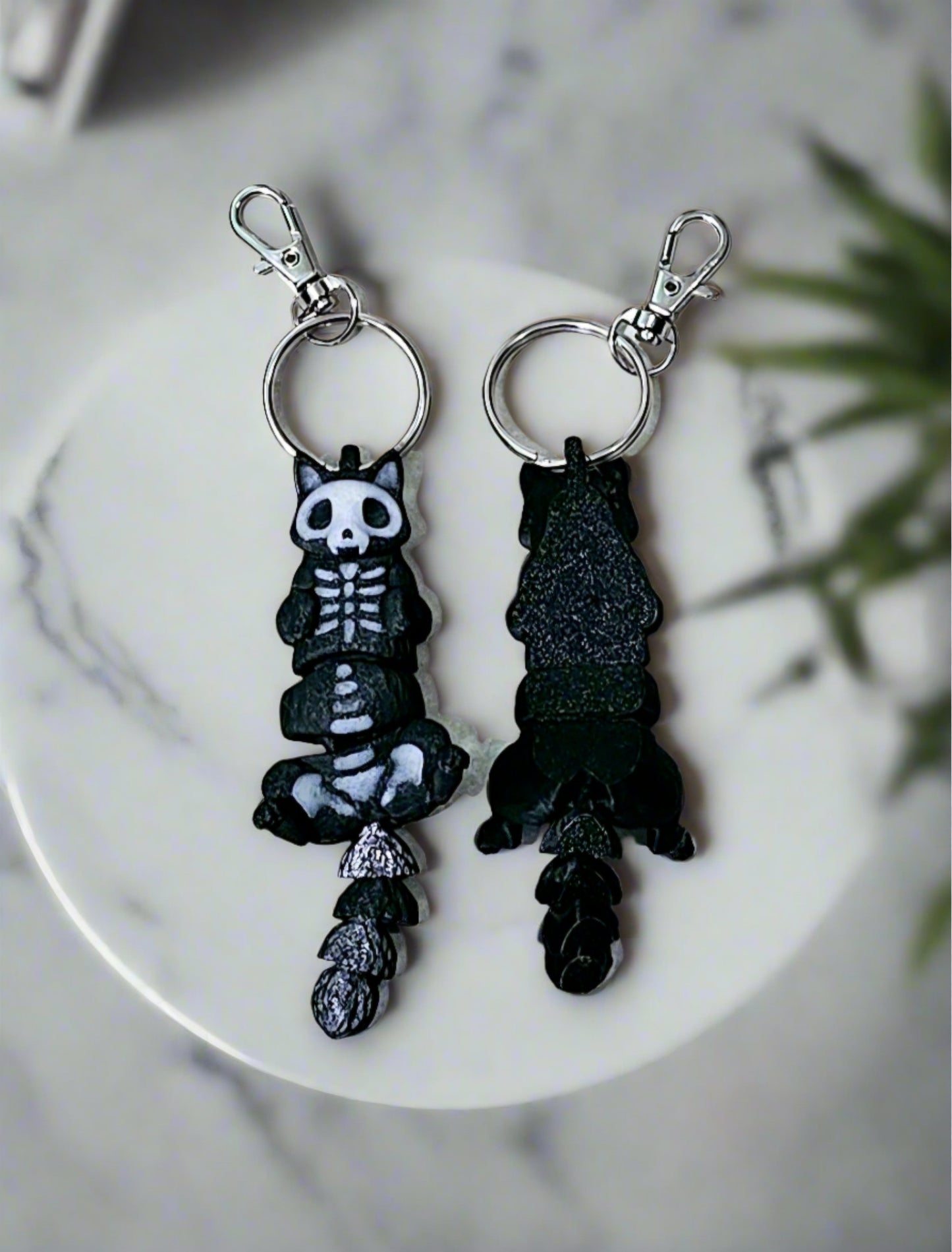 Halloween Glow in the Dark Skelly Cat Keychain