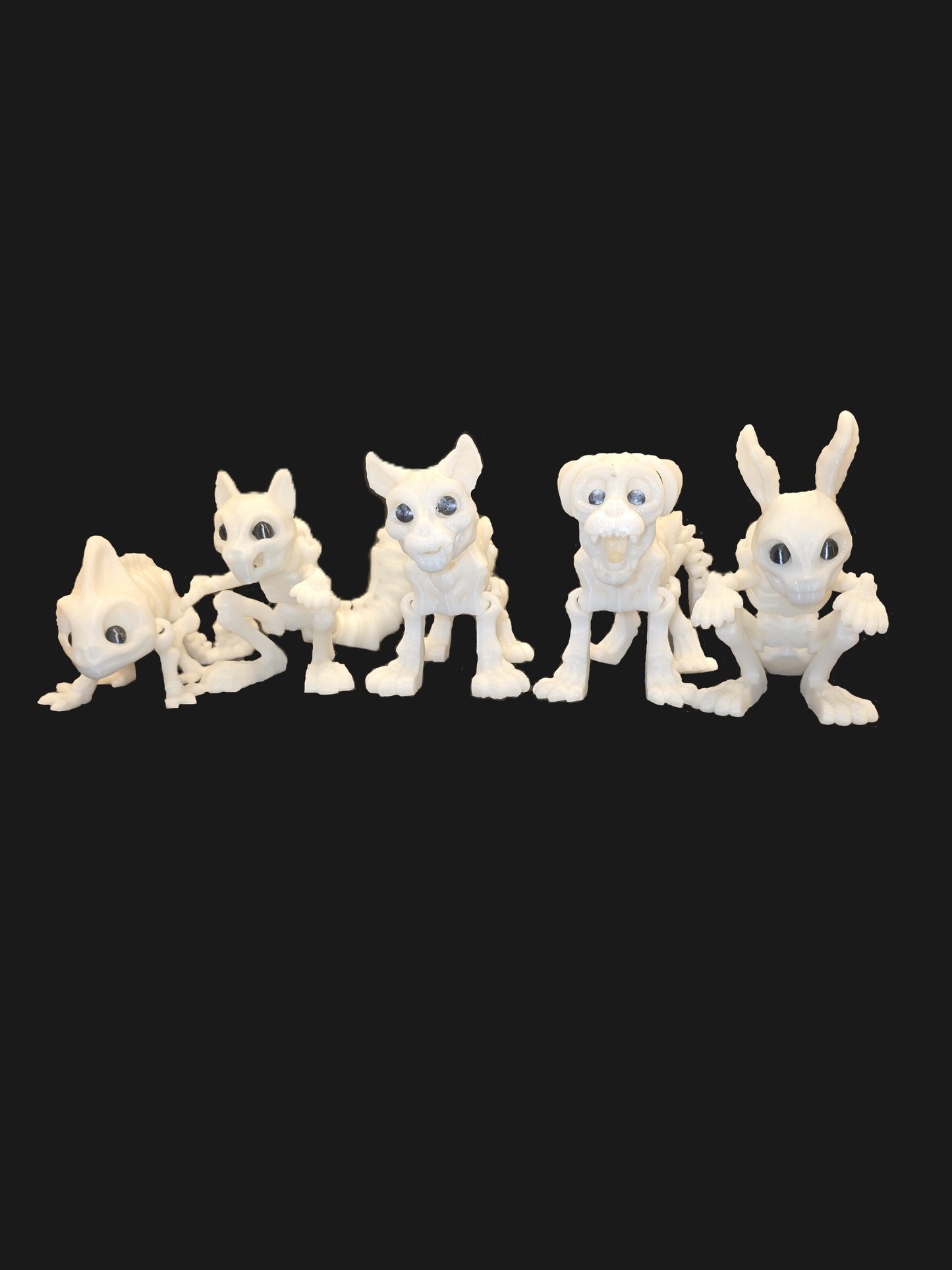 Skeleton Pets 3D Printed Spooky Cute Squirrel, Chameleon, Rabbit, Cat &amp; Dog – Glow in the Dark Halloween Decor