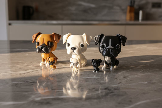 Funko-Style Boxer Dog Figure – Full Size 4.5" or Itty Bitty 1.5" Miniatures | Cute Gift, Party Favor, Dog Lover Collectible