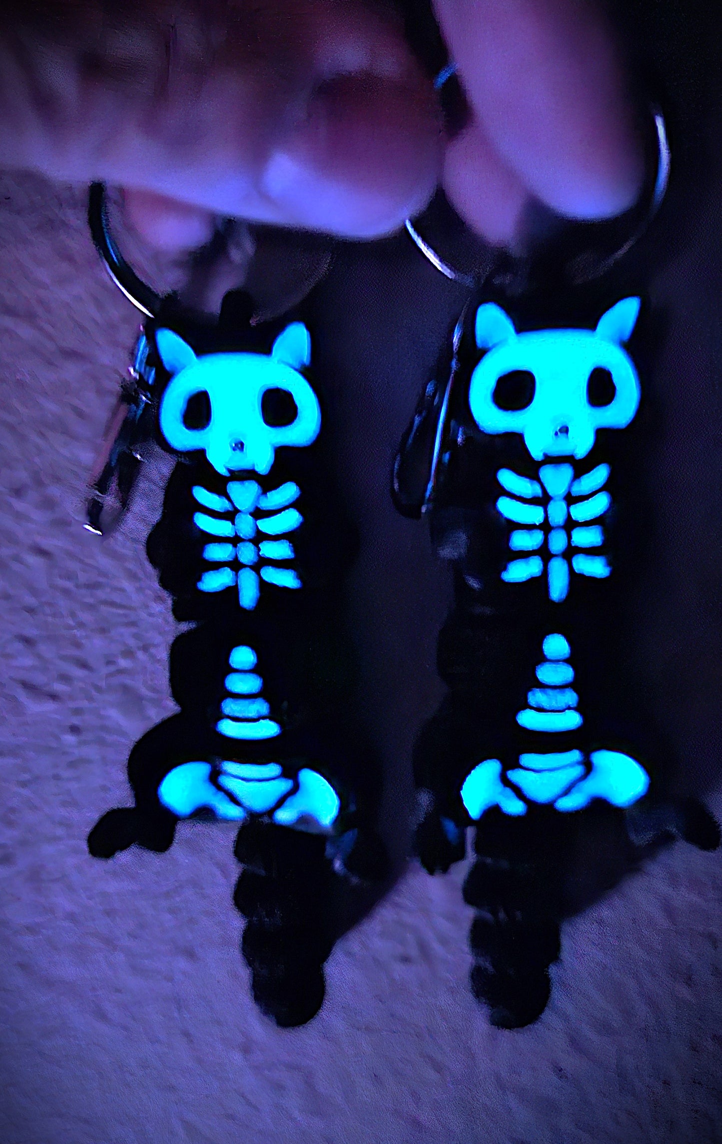 Halloween Glow in the Dark Skelly Cat Keychain