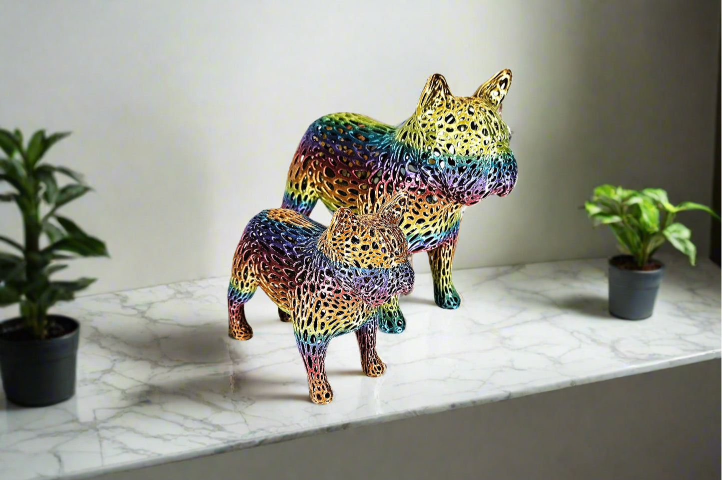 Voronoi Standing French Bulldog Sculptures