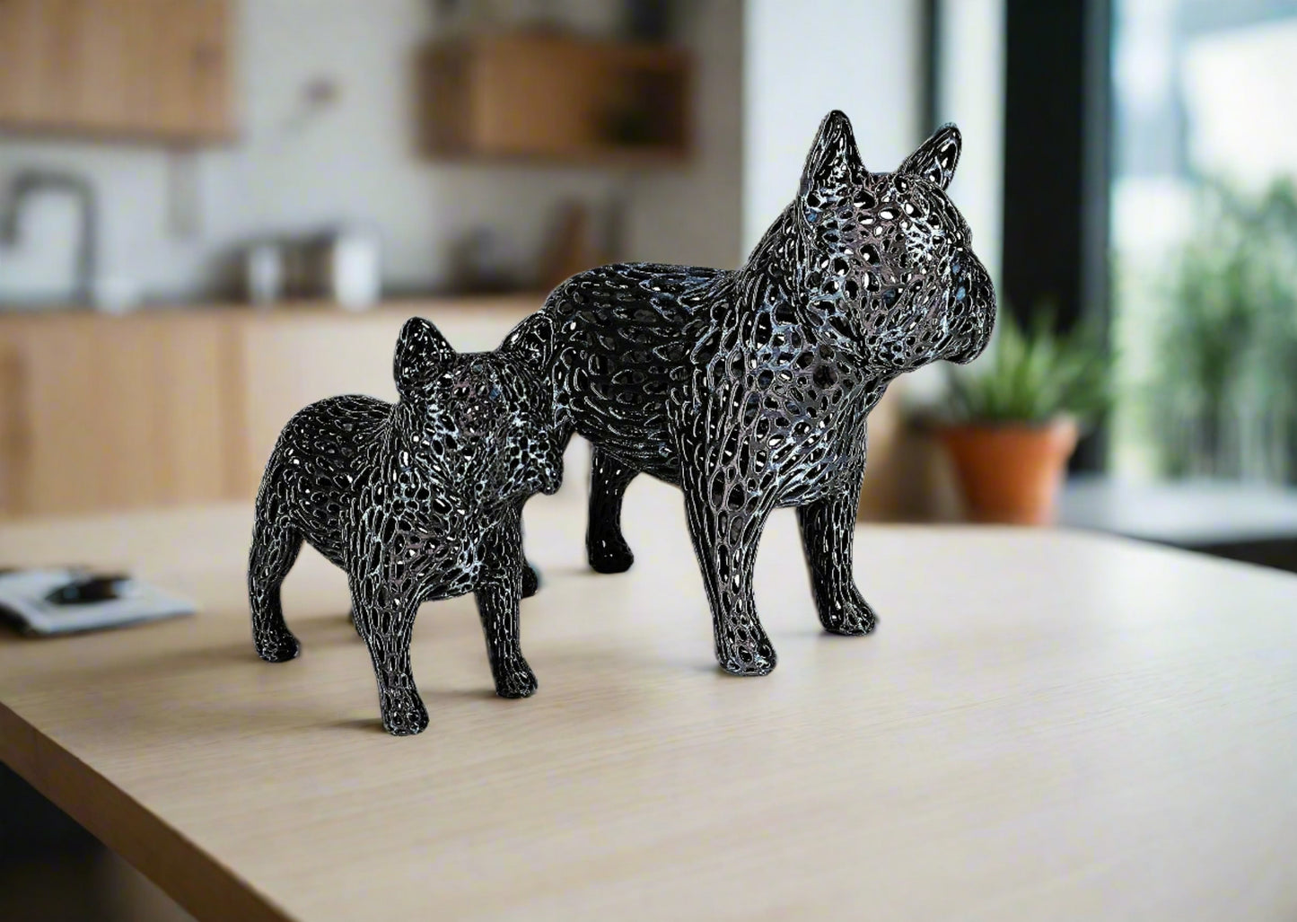 Voronoi Standing French Bulldog Sculptures