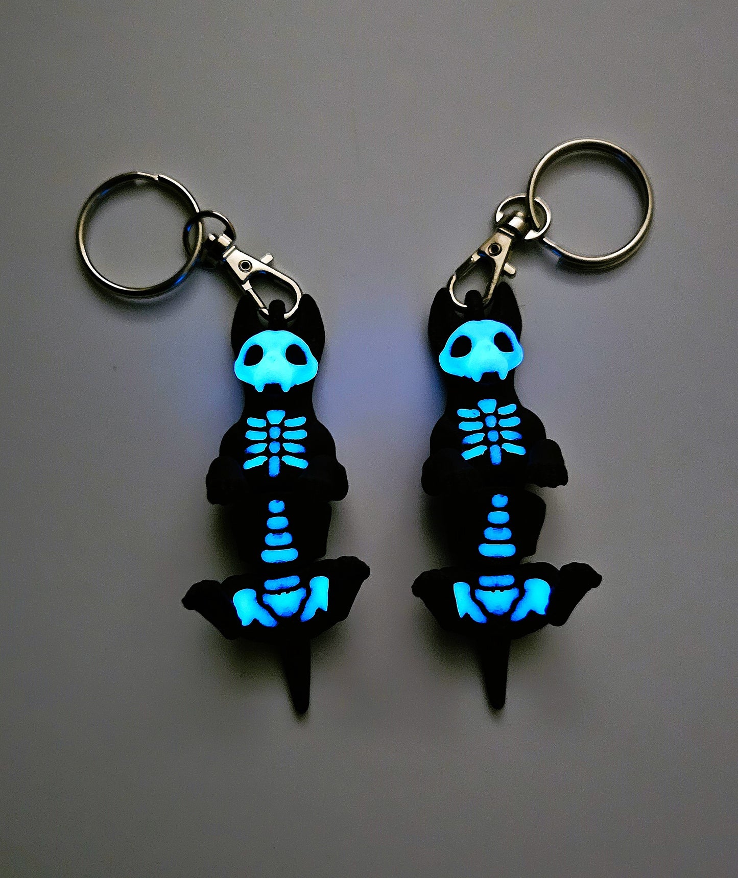 Halloween Glow in the Dark Skelly Dog Keychain