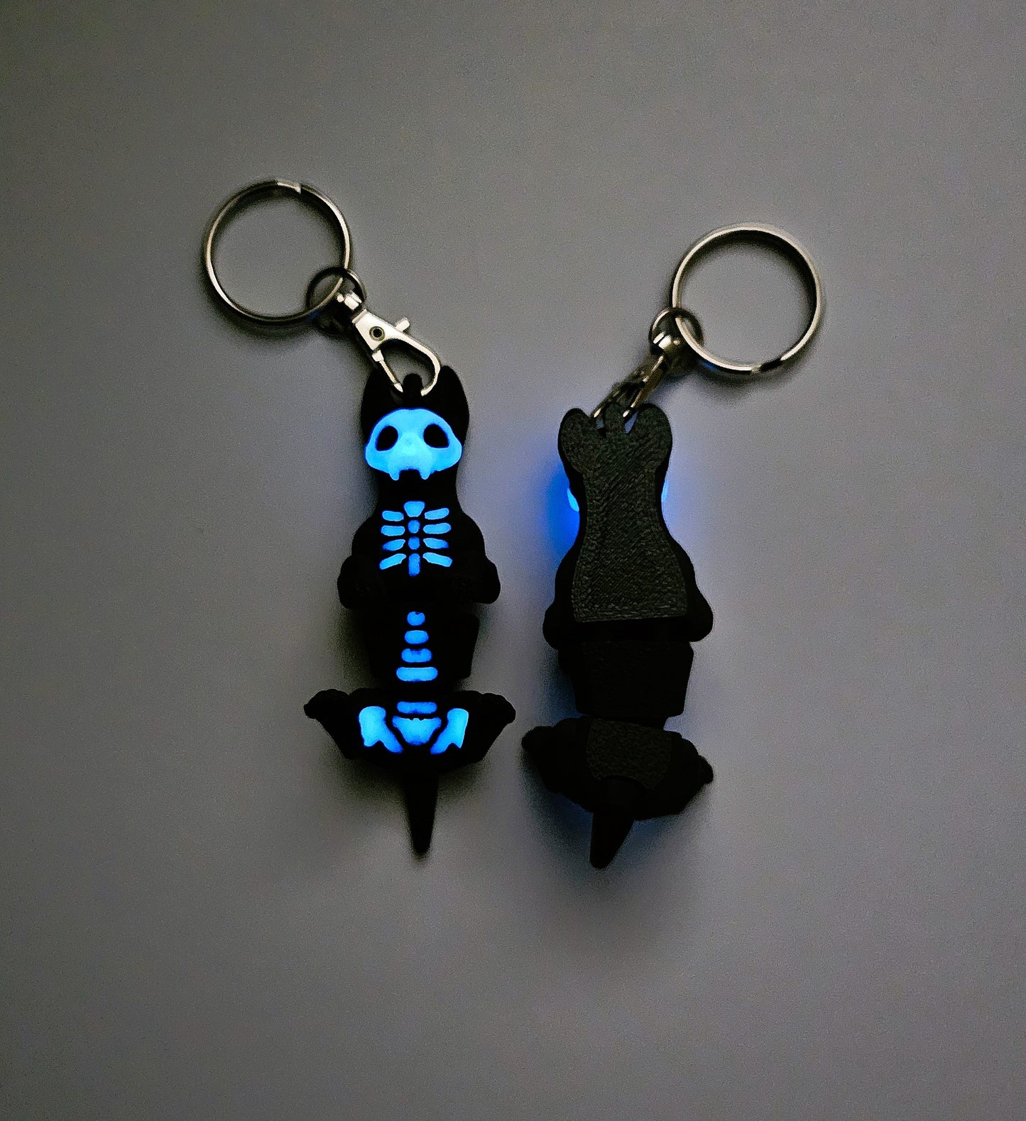 Halloween Glow in the Dark Skelly Dog Keychain