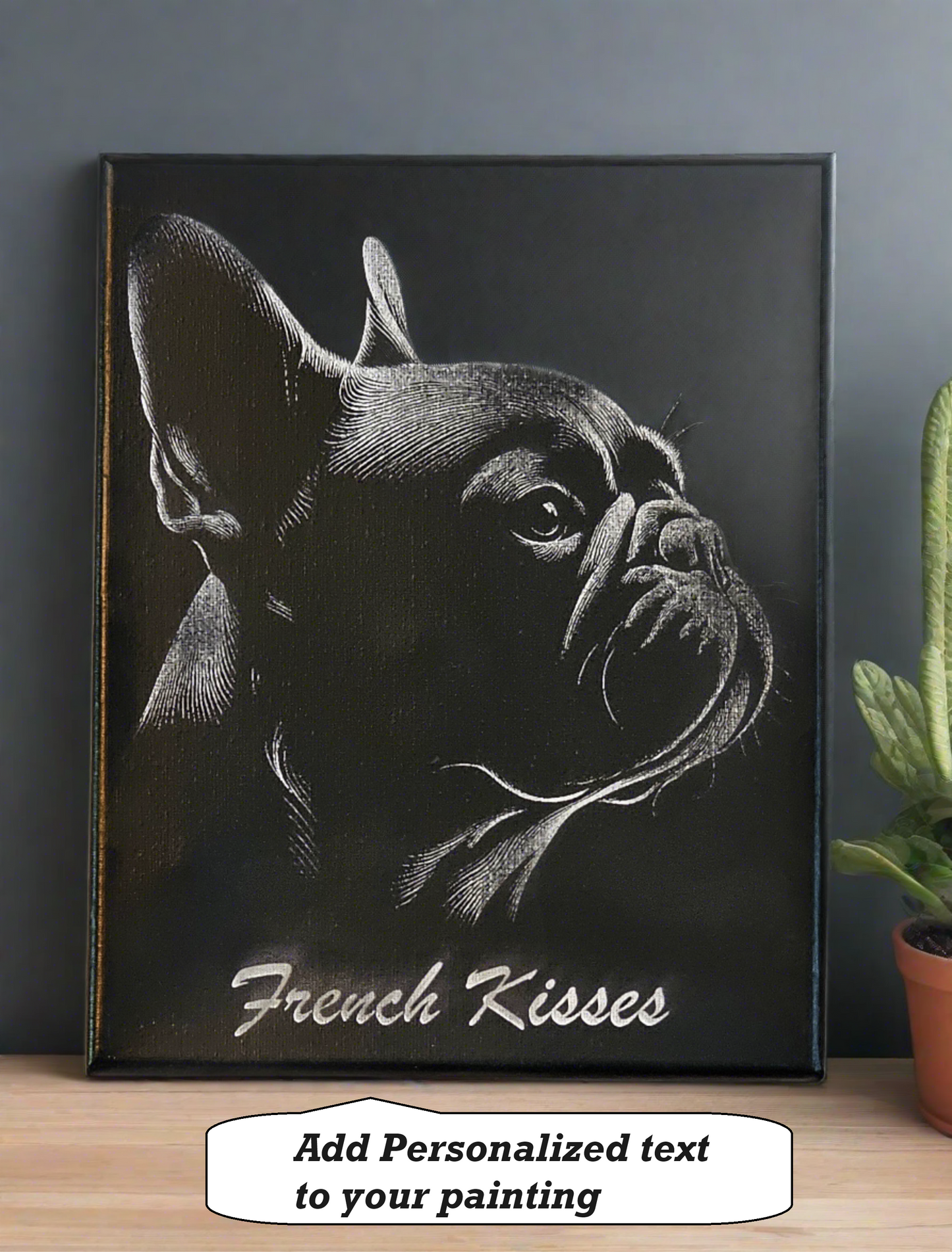 French Bulldog Engraved Wall Painting