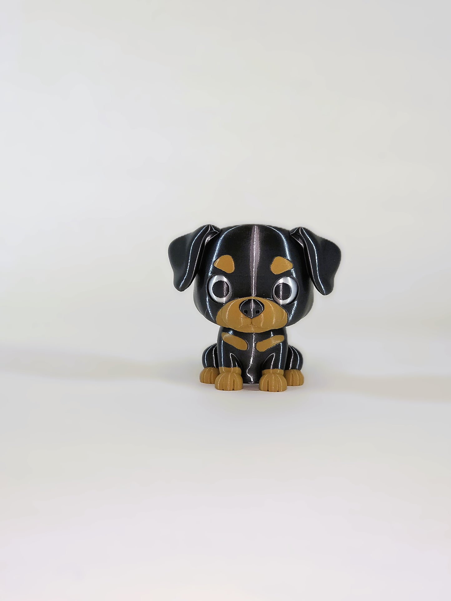 Miniature Pinscher Figurine with Floppy Ears – Cute Oversized‑Head 3D Printed Dog Collectible & Gift for Min Pin Lovers