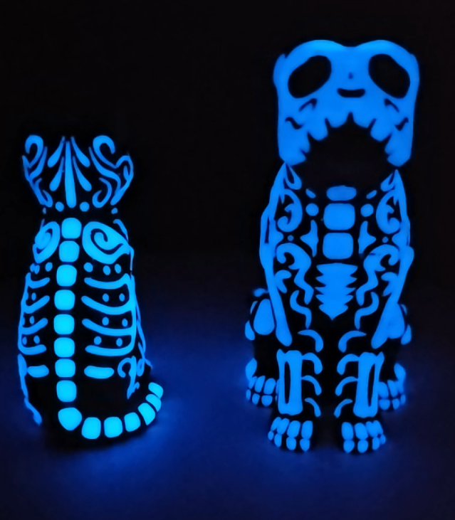 Glow in the dark Gingerbread Dog, Cat, and Dragon for Christmas