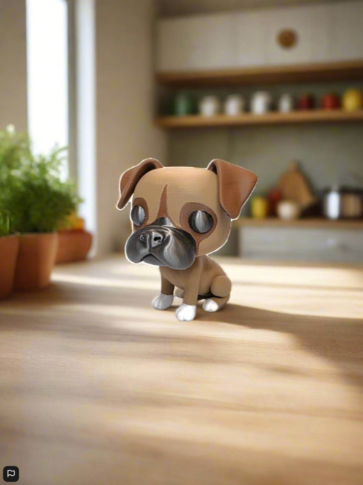 Funko-Style Boxer Dog Figure – Full Size 4.5" or Itty Bitty 1.5" Miniatures | Cute Gift, Party Favor, Dog Lover Collectible