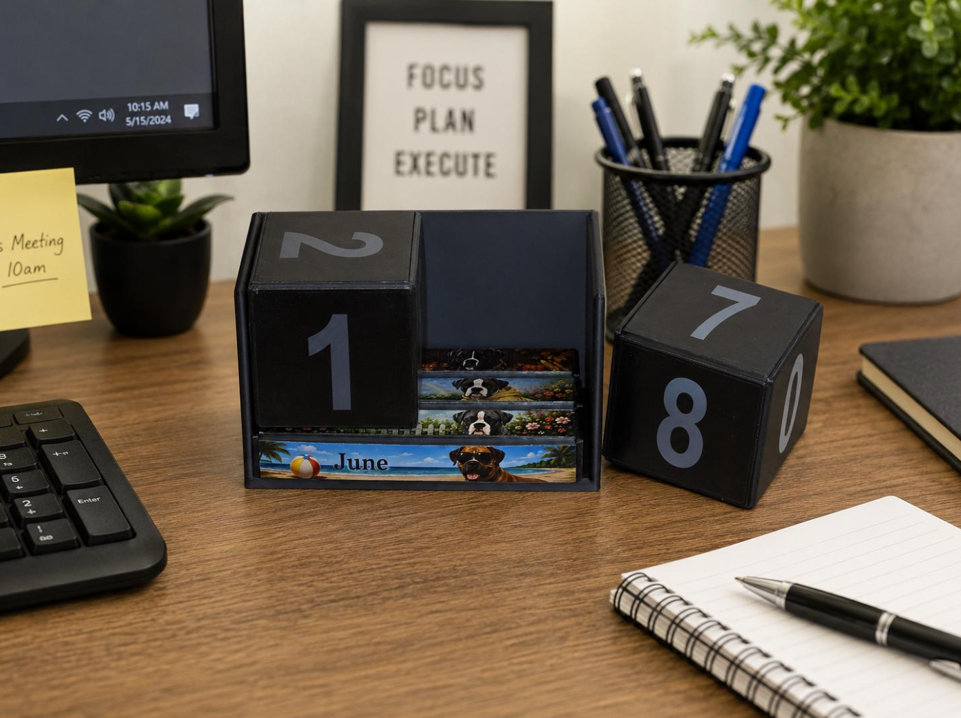 Boxer Dog Perpetual Calendar | Dog Desk Calendar & Boxer Lover Gift