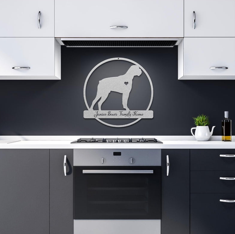 Personalized Boxer Dog Metal Sign: Custom Monogram Decor