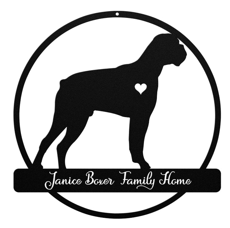 Personalized Boxer Dog Metal Sign: Custom Monogram Decor