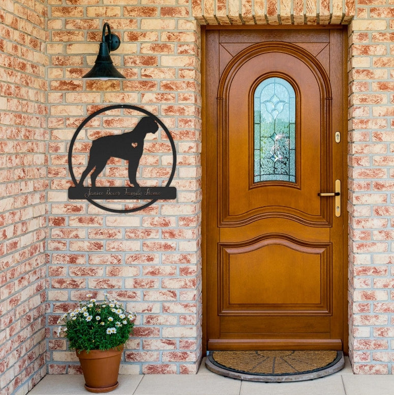 Personalized Boxer Dog Metal Sign: Custom Monogram Decor