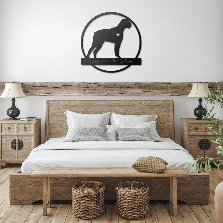Personalized Boxer Dog Metal Sign: Custom Monogram Decor