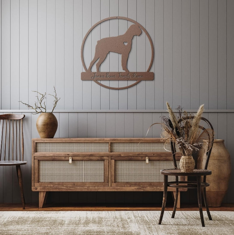 Personalized Boxer Dog Metal Sign: Custom Monogram Decor