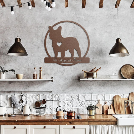 Personalized French Bulldog Metal Sign: Custom Dog Monogram