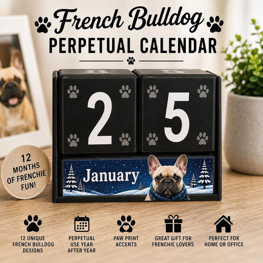 French Bulldog perpetual block calendar