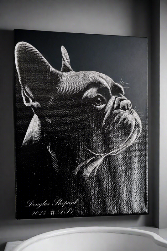 French Bulldog Engraved Wall Painting