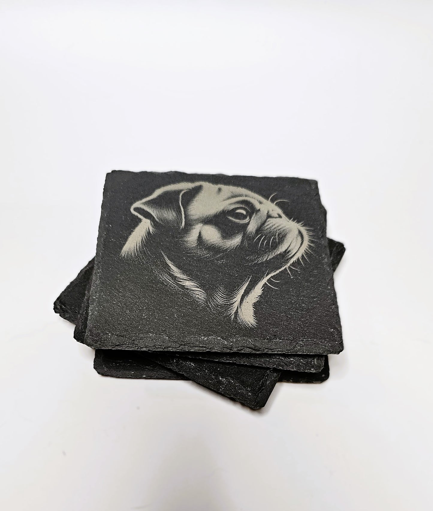 Slate Stone Pug Coasters