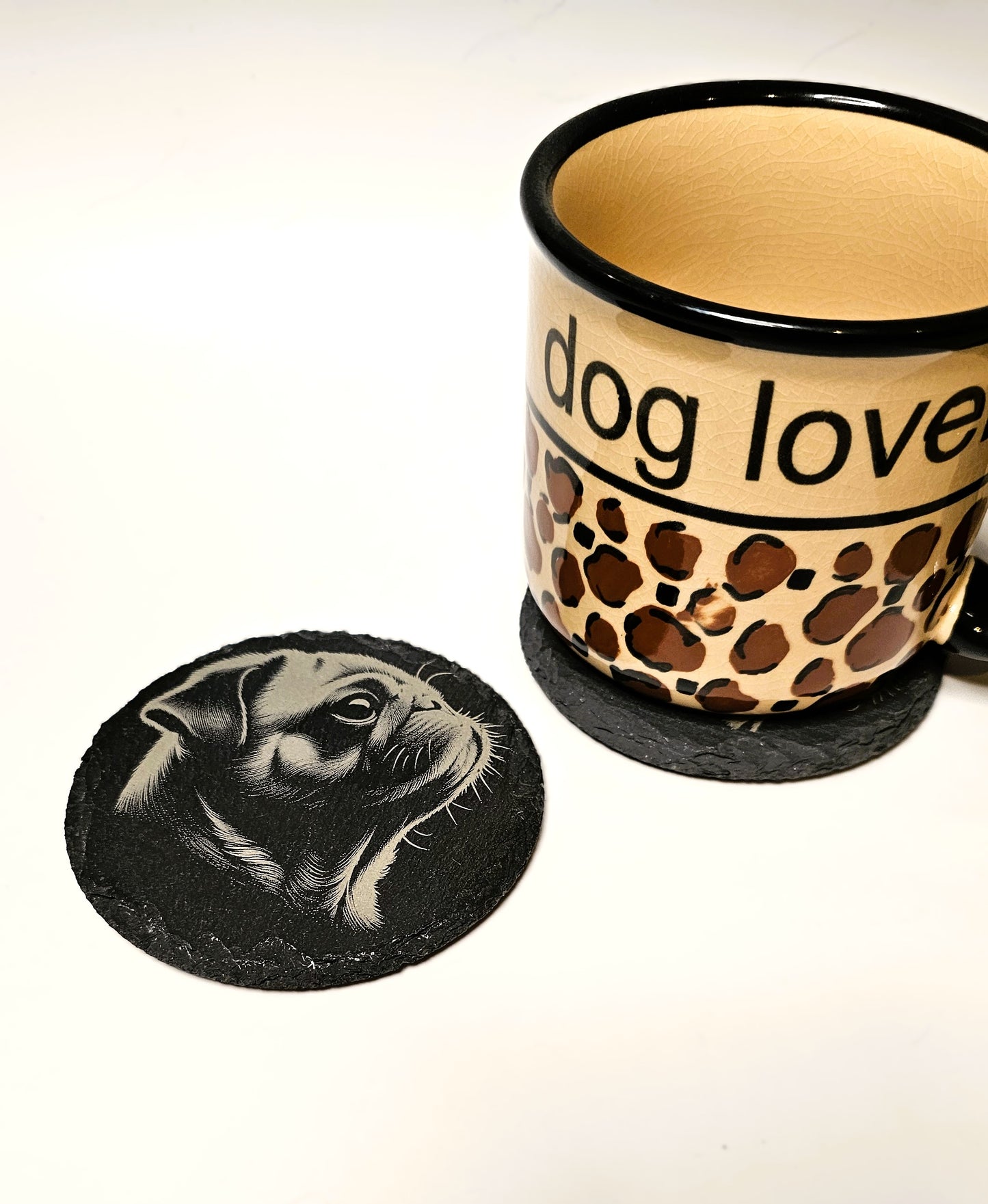 Slate Stone Pug Coasters