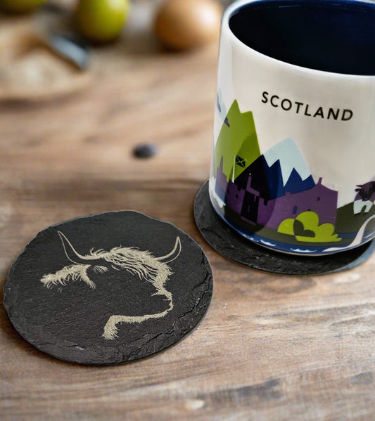 Slate Stone Scottish Highland Coo Coasters