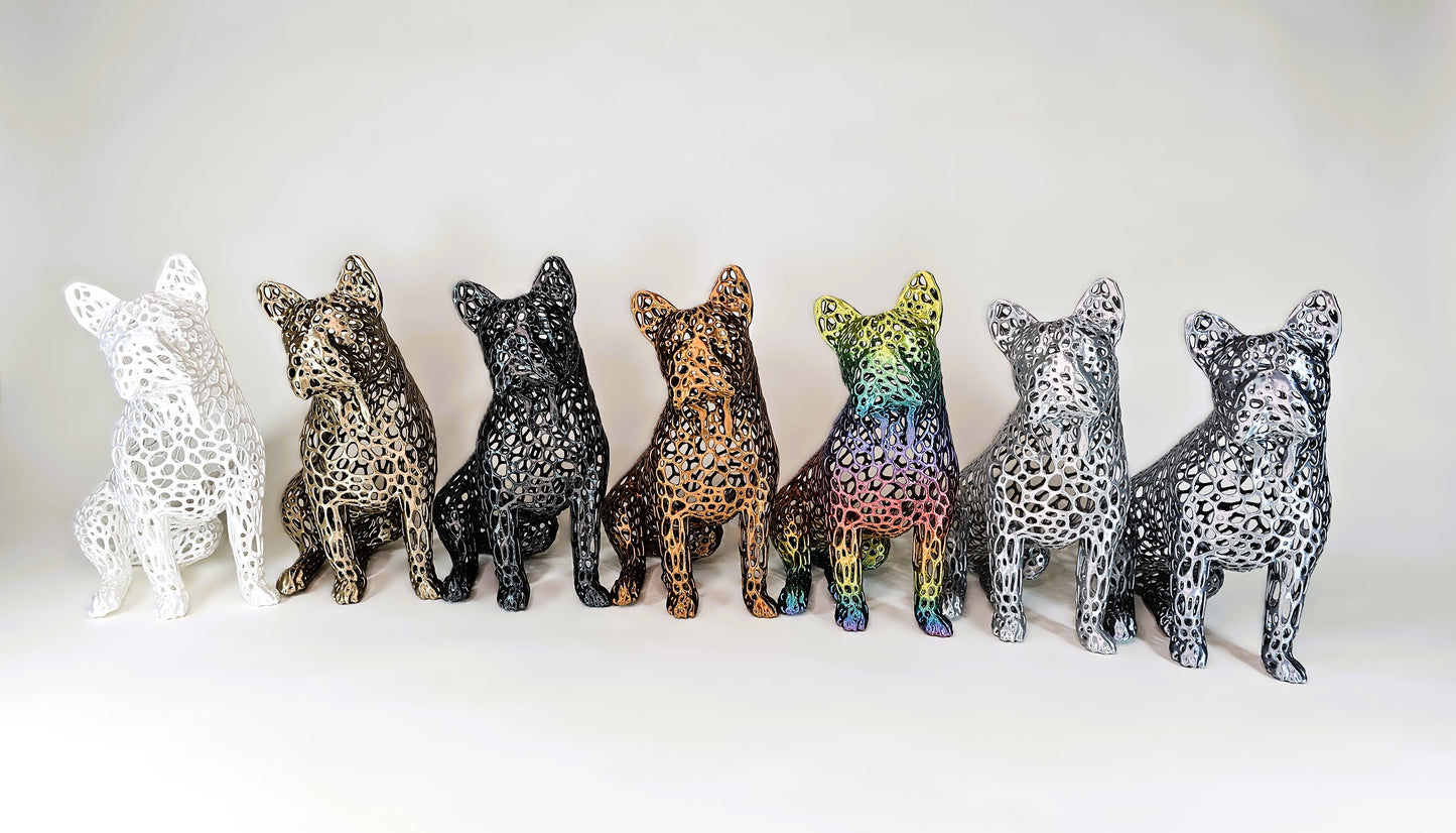 Voronoi Seated French Bulldog Sculptures