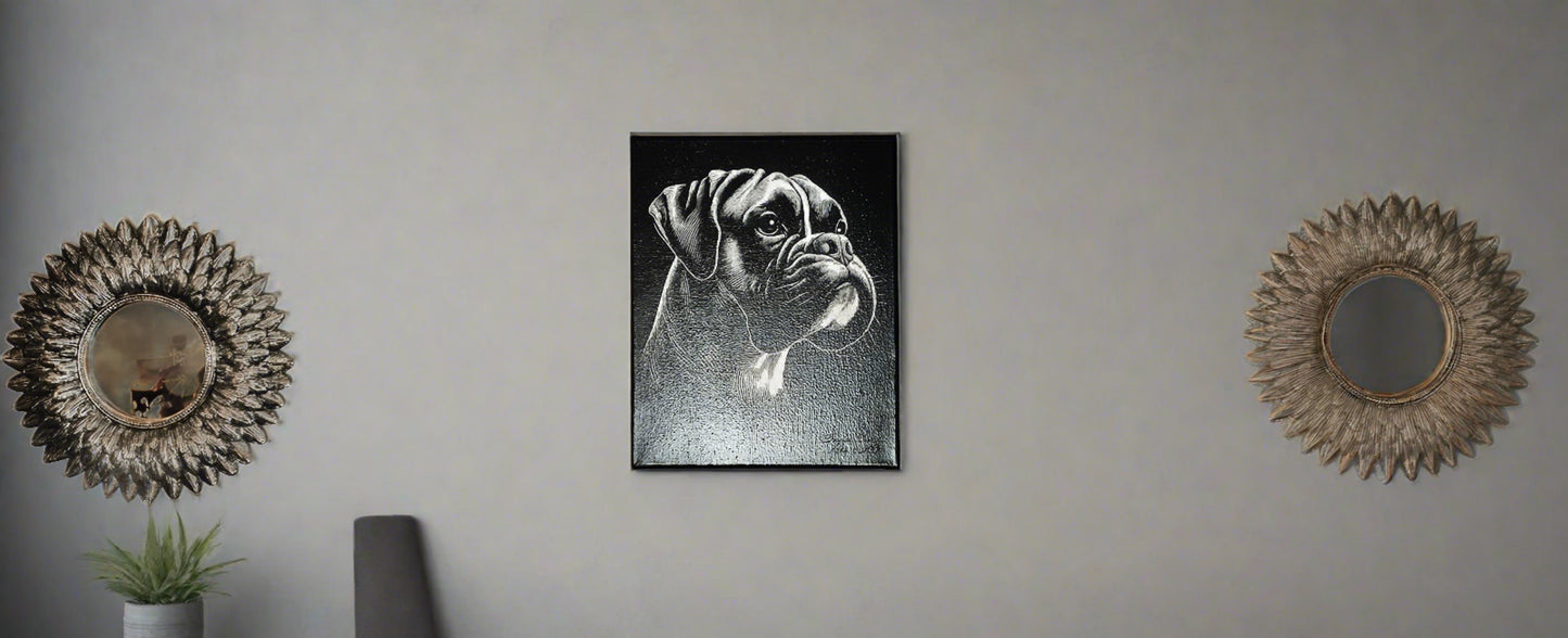 Boxer Dog Engraved Wall Painting