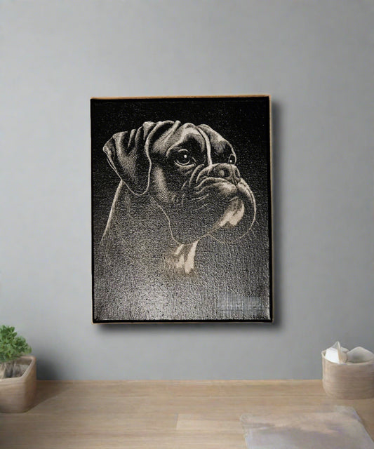 Boxer Dog Engraved Wall Painting