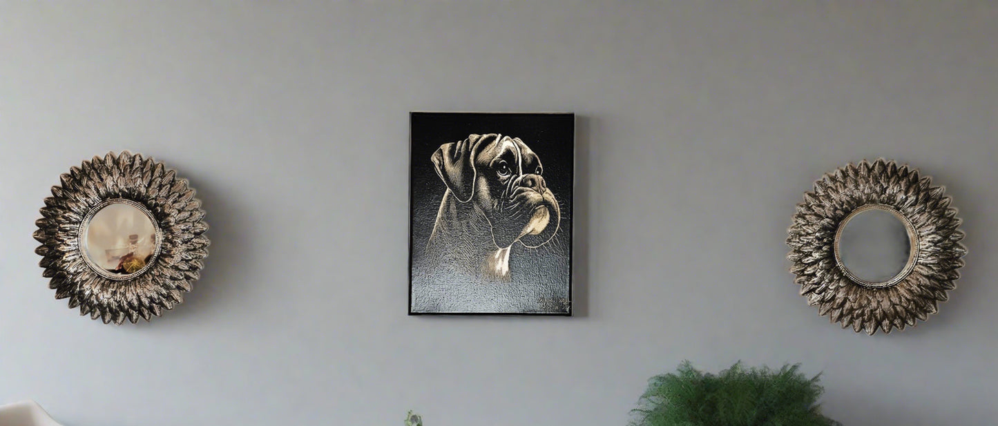 Boxer Dog Engraved Wall Painting