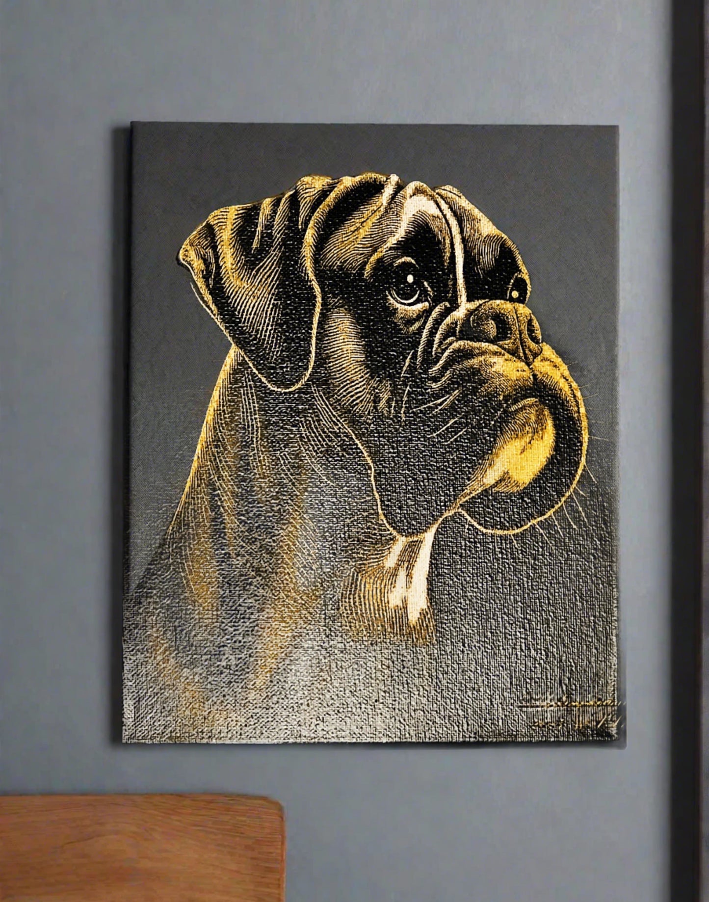 Boxer Dog Engraved Wall Painting